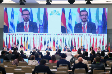 El vicepresidente del Senado, Javier Maroto, durante la IX Cumbre de Presidentes de la Asamblea Parlamentaria de la Unión por el Mediterráneo (APUpM). A 26 de junio de 2025, en Málaga (Andalucía, 