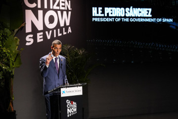 El presidente del Gobierno de España, Pedro Sánchez, durante la inauguración de la cumbre Global Citizen Now en CaixaForum, a 29 de junio de 2025 en Sevilla (Andalucía, España).