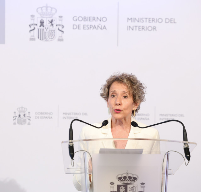 La nueva secretaria de Estado de Seguridad, Aina Calvo, durante el acto de toma de posesión de su cargo, en la sede del Ministerio, a 5 de junio de 2025