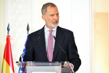 El Rey Felipe VI interviene durante la cena de inauguración de la 28º edición del Foro España-Estados Unidos, a 4 de julio de 2025, en Santander, Cantabria (España)