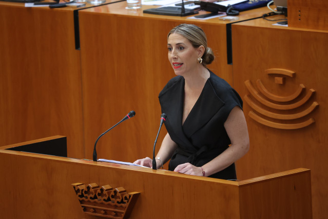 La presidenta de la Junta de Extremadura, María Guardiola, a 26 de junio de 2025, en Mérida, Extremadura (España).