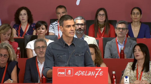 El presidente del Gobierno y secretario general del PSOE, Pedro Sánchez, durante su intervención en el Comité Federal del PSOE, el 5 de julio de 2025.