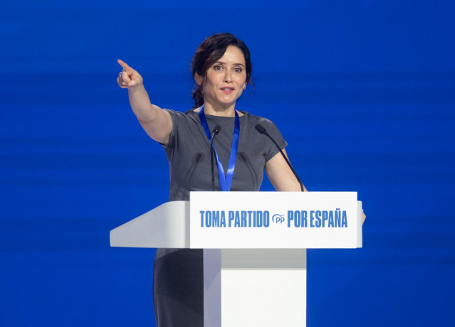 La presidenta de la Comunidad de Madrid, Isabel Díaz Ayuso, interviene durante la segunda jornada del XXI Congreso Nacional del Partido Popular, a 6 de julio de 2025, en Madrid (España).