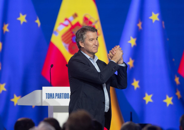 El presidente del PP, Alberto Núñez Feijóo, durante la segunda jornada del XXI Congreso Nacional del Partido Popular, a 6 de julio de 2025, en Madrid (España).