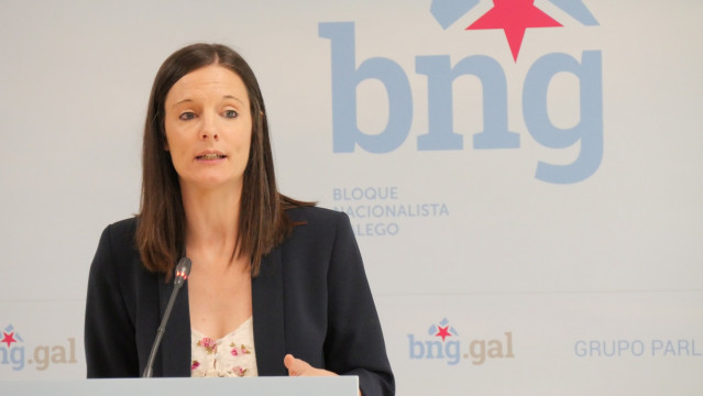 La viceportavoz parlamentaria del BNG, Olalla Rodil, en rueda de prensa.