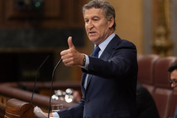 El presidente del PP, Alberto Núñez Feijóo, interviene durante un pleno extraordinario, en el Congreso de los Diputados, a 9 de julio de 2025, en Madrid (España). Sánchez comparece en un pleno ex