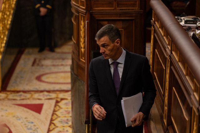 El presidente del Gobierno, Pedro Sánchez, durante un pleno extraordinario, en el Congreso de los Diputados, a 9 de julio de 2025, en Madrid (España).