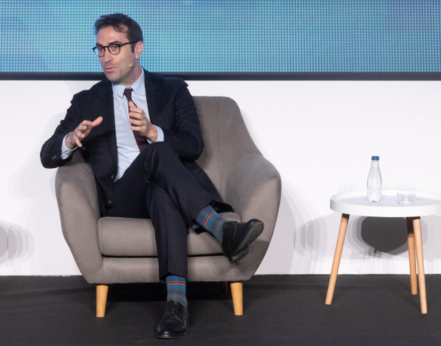 El ministro de Economía, Comercio y Empresa, Carlos Cuerpo interviene druante el ‘Foro ICEX 2025’, en la Nave Madrid, a 10 de julio de 2025, en Madrid (España). El Foro ICEX reúne a expertos y profesionales públicos y privados en comercio exterior con el