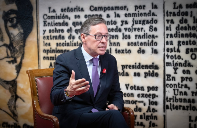 El secretario general del PP de Madrid, Alfonso Serrano, durante una entrevista concedida a Europa Press.