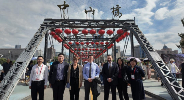 La delegación del Gobierno de Navarra, durante su visita a China