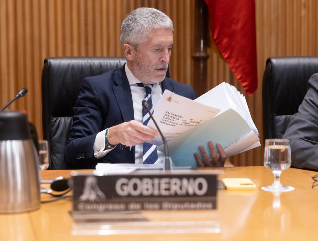 Archivo - El ministro de Interior, Fernando Grande-Marlaska, en el Congreso de los Diputados, a 23 de enero de 2024, en Madrid (España).