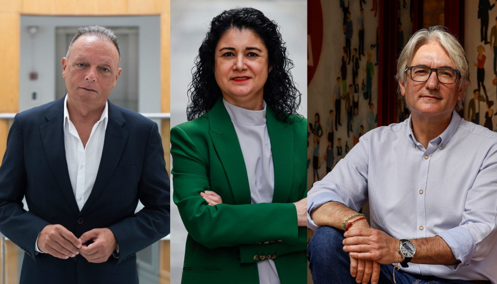 Archivo - El presidente de la CEV, Salvador Navarro; la secretaria general de CCOO PV, Ana García, y el secretario general de UGT PV, Tino Calero