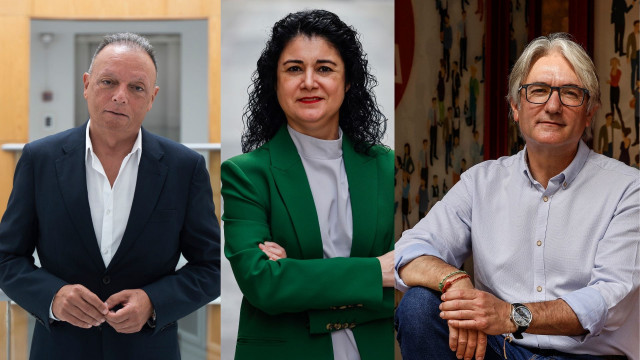 Archivo - El presidente de la CEV, Salvador Navarro; la secretaria general de CCOO PV, Ana García, y el secretario general de UGT PV, Tino Calero