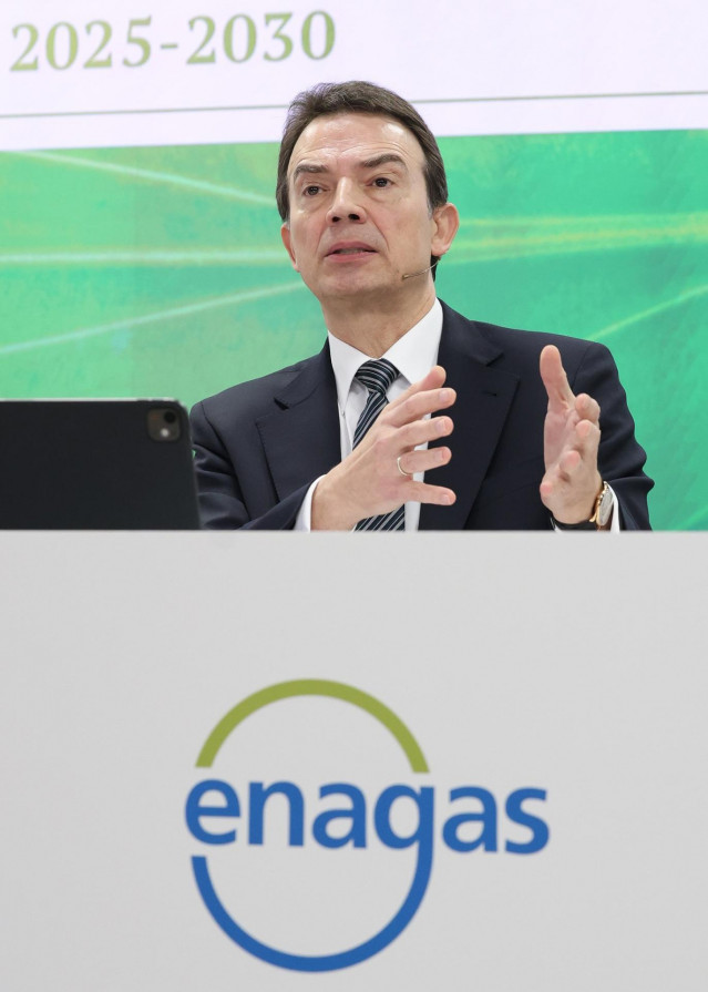 Archivo - El Consejero Delegado de Enagás, Arturo Gonzalo, durante una rueda de prensa, en la sede de Enagás, a 18 de febrero de 2025, en Madrid (España). Enagás registró unas pérdidas de 299,3 millones de euros en 2024, frente a las ganancias de 342,5 mi