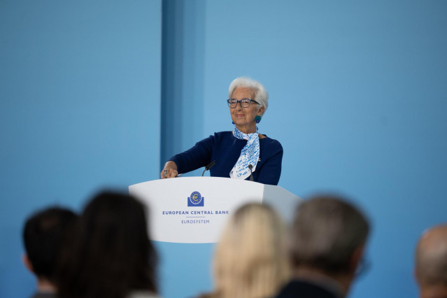 Photo of the Governing Council Press Conference at the ECB. President Christine Lagarde and Vice President Luis de Guindos present the latest monetary policy decisions and answer questions from journalists, Frankfurt, 24 July 2025