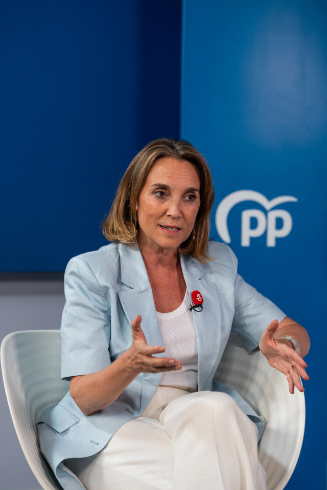 La vicesecretaria de Regeneración Institucional del PP, Cuca Gamarra, durante una entrevista concedida a Europa Press en Madrid.