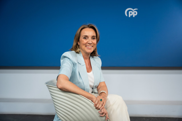 La vicesecretaria de Regeneración Institucional del PP, Cuca Gamarra, durante una entrevista concedida a Europa Press en Madrid.