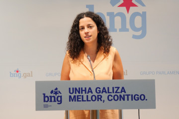 La diputada de BNG Noa Presas en una rueda de prensa.