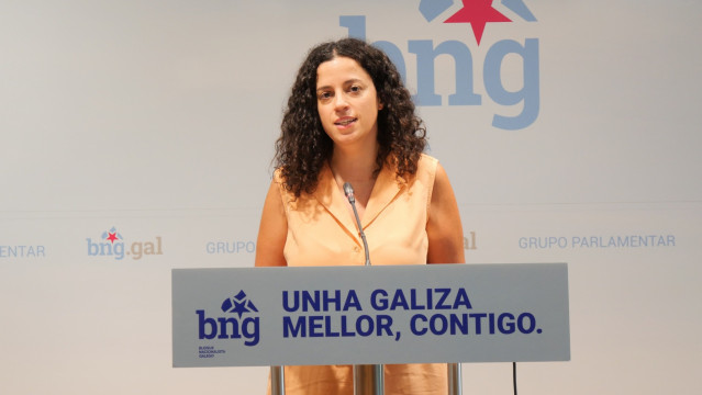 La diputada de BNG Noa Presas en una rueda de prensa.