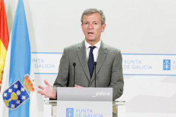 El presidente de la Xunta, Alfonso Rueda, en la comparecencia posterior a la reunión del Consello