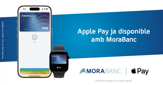 Imagen promocional de MoraBanc y el servicio de pago 'Apple Pay'