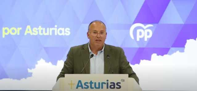 El secretario general del PP, Miguel Tellado, durante su intervención en Oviedo.