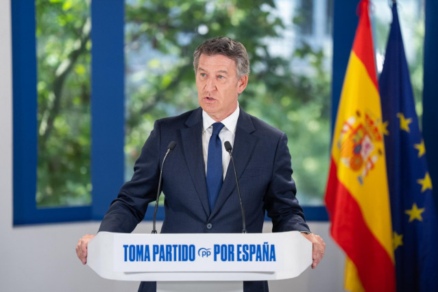 El presidente del Partido Popular, Alberto Núñez Feijóo, a 31 de julio de 2025, en Madrid (España).