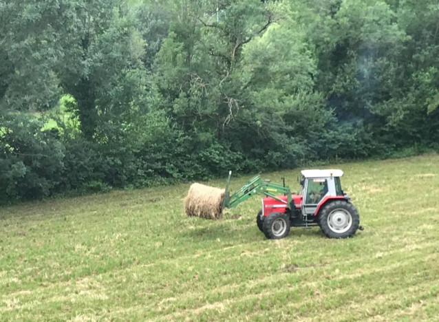 Archivo - Agricultor con tractor en el campo