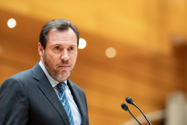 Archivo - El ministro de Transportes y Movilidad Sostenible, Óscar Puente, interviene durante una sesión plenaria del Senado