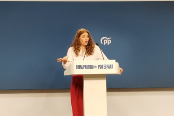 La portavoz del PP en el Congreso, Ester Muñoz, durante la rueda de prensa.