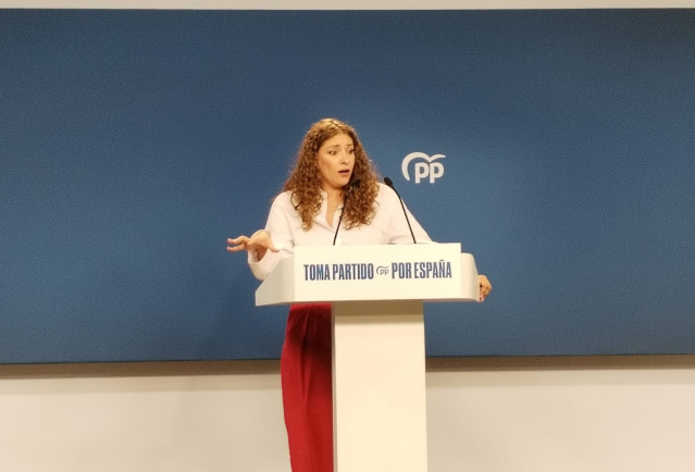 La portavoz del PP en el Congreso, Ester Muñoz, durante la rueda de prensa.