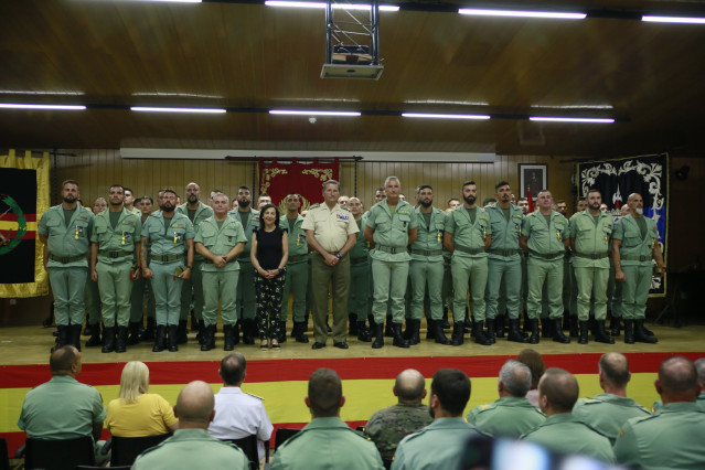 La ministra de Defensa, Margarita Robles durante su visita al Tercio Alejandro Farnesio' de la Legión en Ronda.