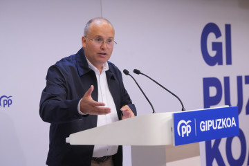 El secretario general del PP. Miguel Tellado, durante un acto en San Sebastián