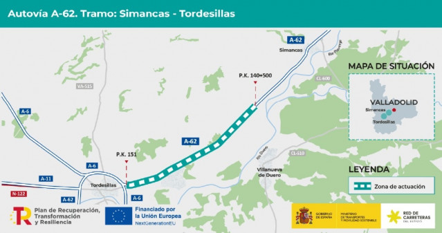 A-62 entre Simancas y Tordesilals (Valladolid).