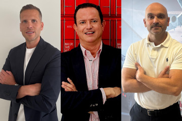 De izquierda a derecha:  David Soto, director general de Mimpo Global Logistics en España; Carlos Delfín, CEO global de Mimpo Global Logistics, y Jordi Esteve, CEO de Iberoforwarders