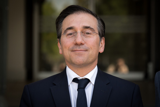 Archivo - El ministro de Asuntos Exteriores, Unión Europea y Cooperación, José Manuel Albares, durante el acto de conmemoración del primer aniversario del reconocimiento del Estado de Palestina, en Casa Árabe, a 28 de mayo de 2025, en Madrid (España).