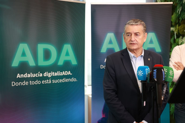 El consejero andaluz de la Presidencia, Interior, Diálogo Social y Simplificación Administrativa, Antonio Sanz, este viernes en Sevilla