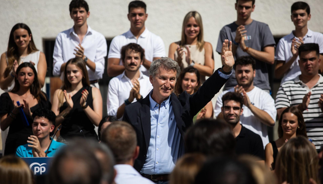 El presidente del Partido Popular, Alberto Núñez Feijóo, interviene en el inicio del curso político del PP de Madrid, a 5 de septiembre de 2025, en Arganda del Rey, Madrid (España). Con estas jor