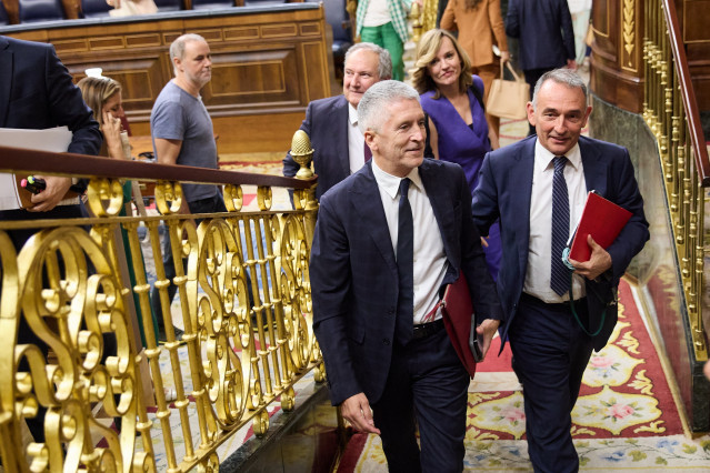 Archivo - El ministro del Interior, Fernando Grande-Marlaska (i), en el Congreso de los Diputados