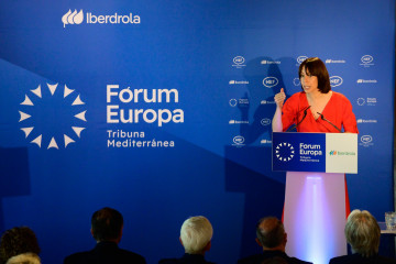 La ministra de Ciencia, Innovación y Universidades y secretaria general del PSPV, Diana Morant, en un desayuno de Fórum Europa