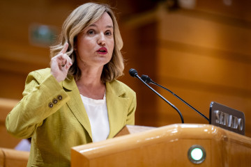 La ministra de Educación, Formación Profesional y Deportes, Pilar Alegría, interviene durante una sesión de control al Gobierno, en el Senado, a 9 de septiembre de 2025, en Madrid (España).