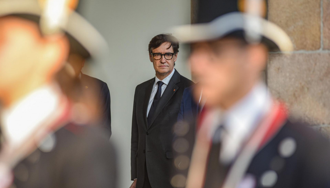 Archivo - El presidente de la Generalitat, Salvador Illa, durante el acto de la izada de la senyera, a 10 de septiembre de 2025, en Barcelona, Catalunya (España).