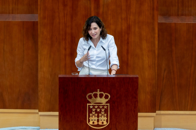 La presidenta de la Comunidad de Madrid, Isabel Díaz Ayuso, en el Debate del Estado de la Región
