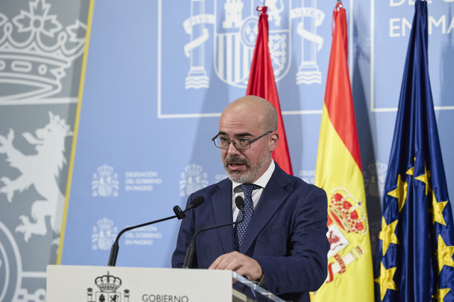 El delegado del Gobierno en la Comunidad de Madrid, Francisco Martín, durante una rueda de prensa, en la sede de la Delegación del Gobierno