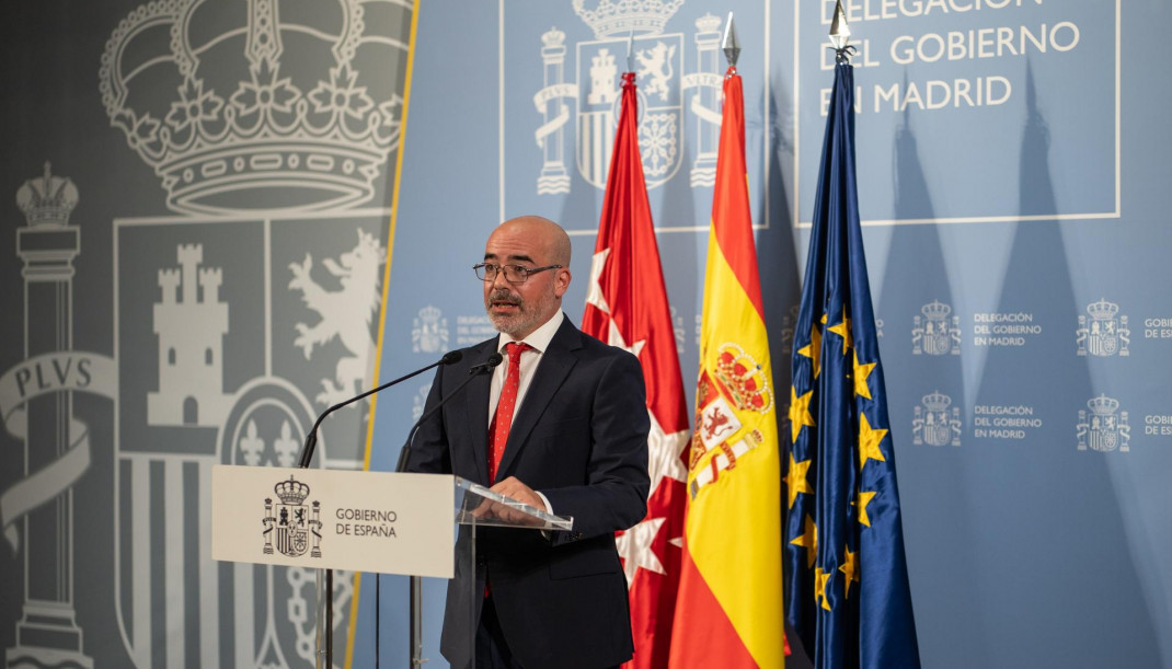 El delegado del Gobierno en Madrid, Francisco Martín, realiza una declaración institucional, en la Delegación del Gobierno, a 14 de septiembre de 2025, en Madrid (España).