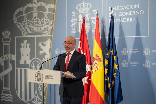 El delegado del Gobierno en Madrid, Francisco Martín, realiza una declaración institucional, en la Delegación del Gobierno, a 14 de septiembre de 2025, en Madrid (España).