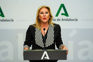 La consejera de Economía, Hacienda y Fondos Europeos y portavoz del Gobierno, Carolina España, comparece en la rueda de prensa. A 10 de septiembre de 2025, en Sevilla (Foto de archivo).
