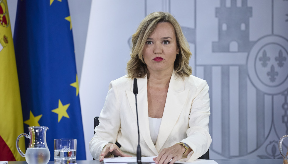 La ministra Portavoz, Pilar Alegría, durante una rueda de prensa posterior a la reunión del Consejo de Ministros, en el Palacio de la Moncloa, a 16 de septiembre, en Madrid (España)