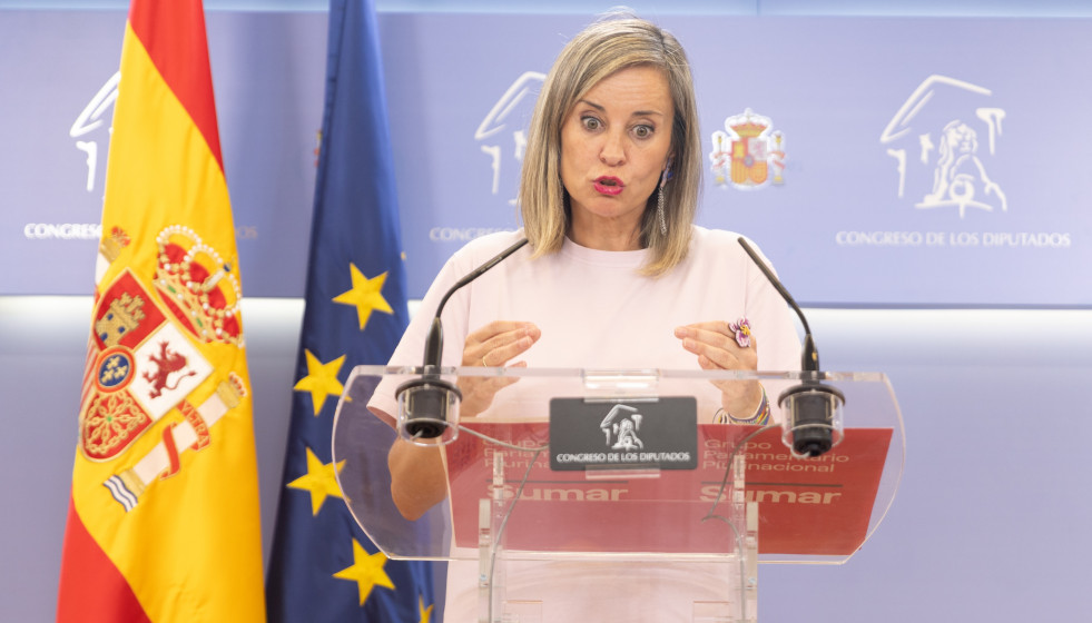 La portavoz de Más Madrid en el Congreso, Verónica Martínez, durante rueda de prensa posterior a la Junta de Portavoces, en el Congreso de los Diputados, a 16 de septiembre de 2025, en Madrid (Espa