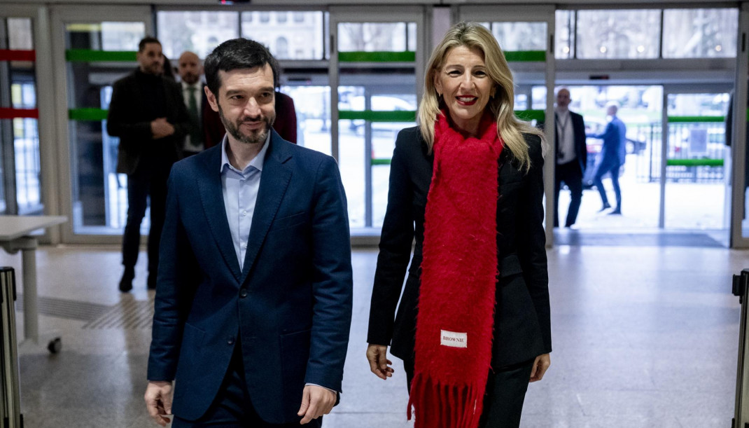 Archivo - La vicepresidenta segunda y ministra de Trabajo y Economía Social, Yolanda Díaz, y el ministro de Derechos Sociales, Consumo y Agenda 2030, Pablo Bustinduy,  a 29 de enero de 2025, en Madr